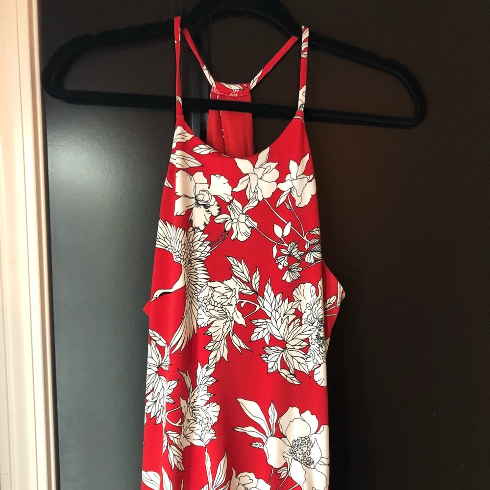 Red floral Express tank top